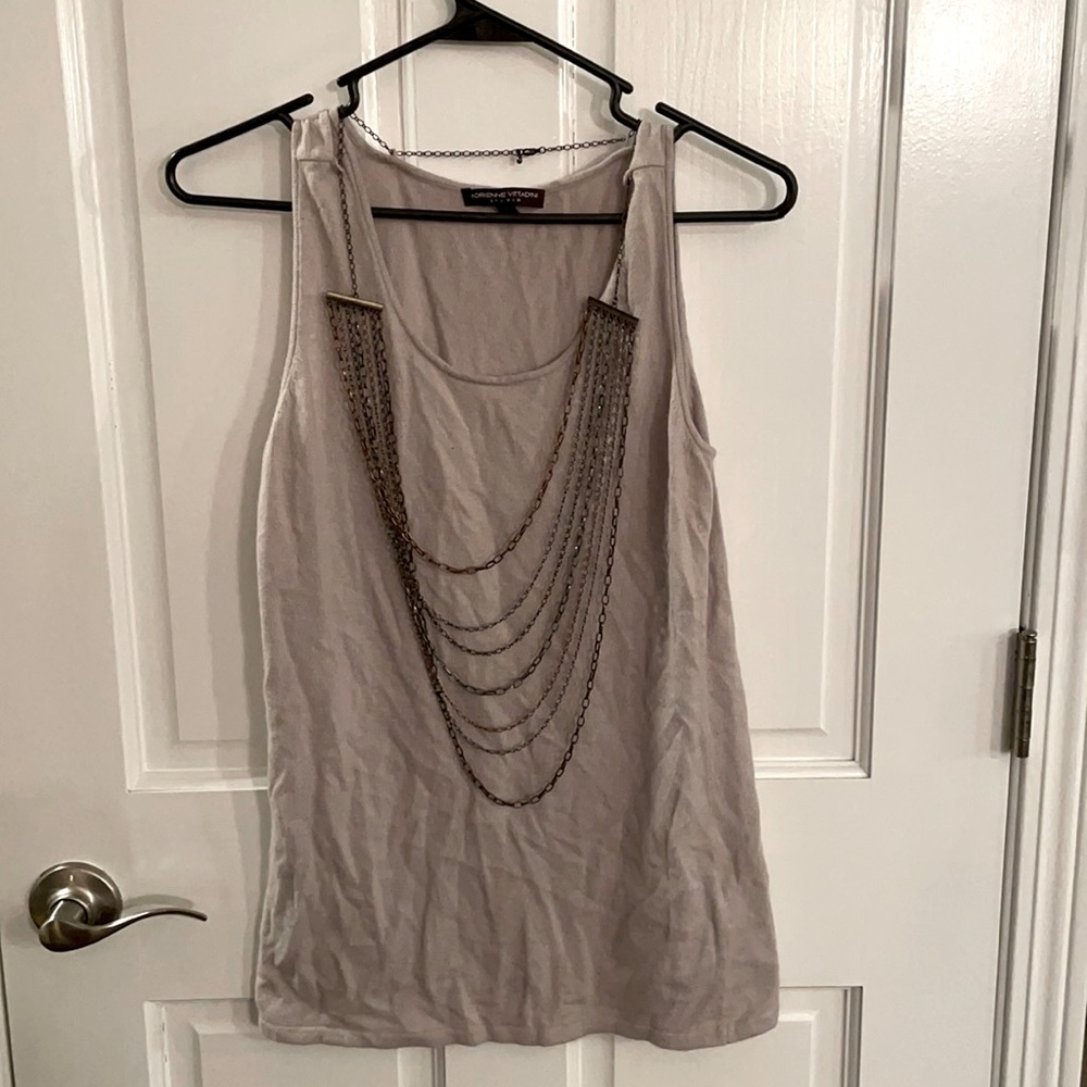 Adrienne Vittadini Studio Mixed Metal Blouse size M